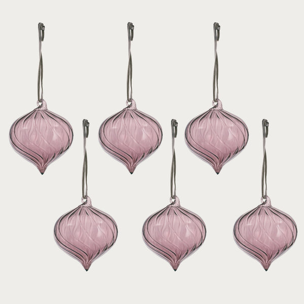 Neptune Seasonal_Christmas_Christmas tree decorations default Avery Glass Drop Bauble, Rose - Set of 6
