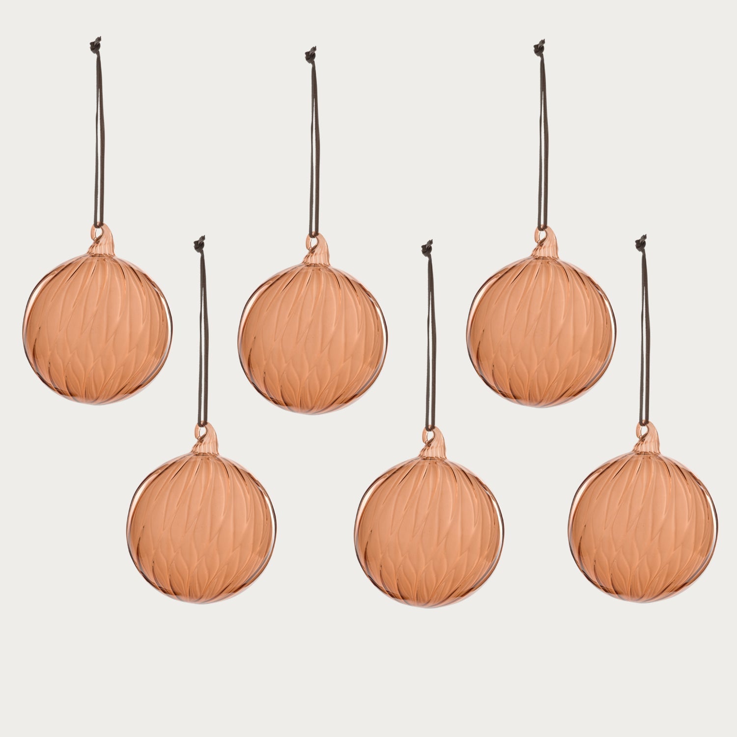 Neptune Seasonal_Christmas_Christmas tree decorations default Avery Small Glass Bauble, Apricot - Set of 6