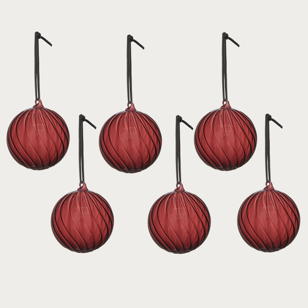 Neptune Seasonal_Christmas_Christmas tree decorations default Avery Small Glass Bauble, Merlot - Set of 6