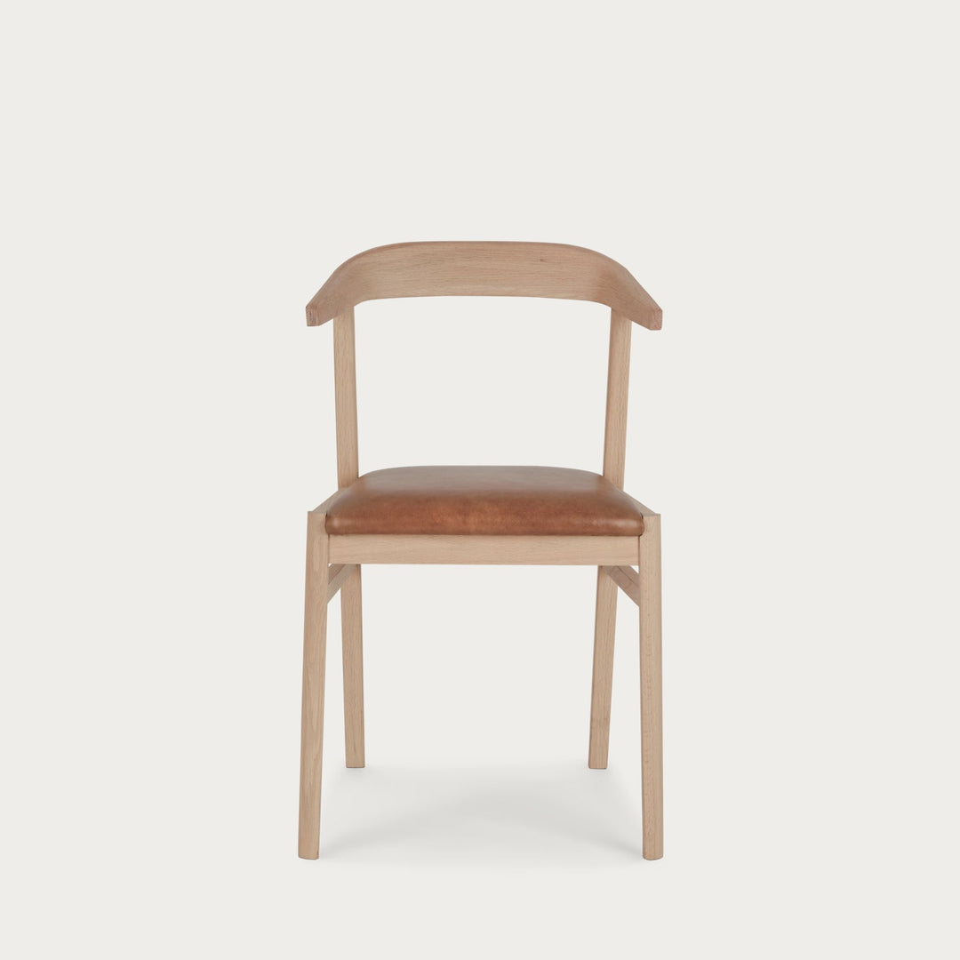 Renewed - Borough Oak Dining Chair, Tan Leather – Neptune