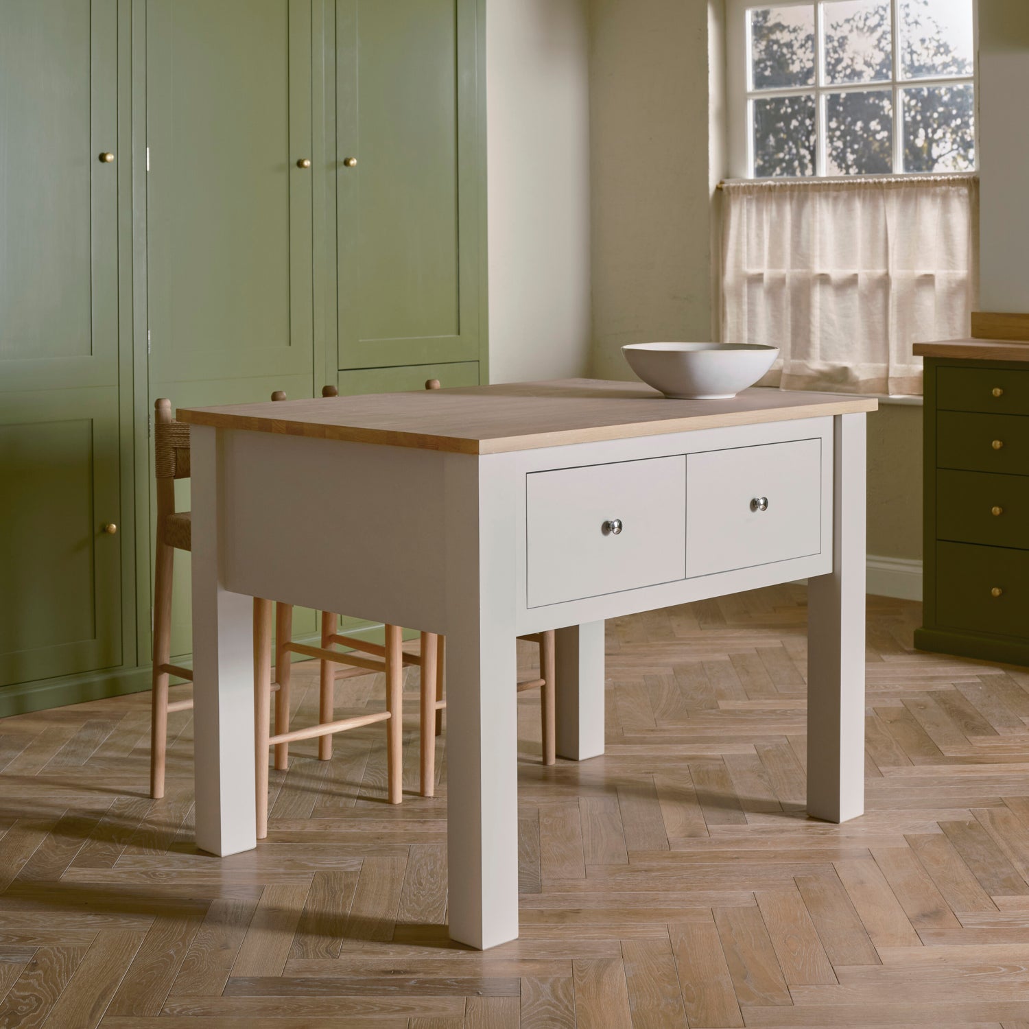 Neptune Kitchen_Kitchen furniture_Kitchen free standing 0 paint service Charlecote Medium Kitchen Island with Oak Top, 120cm