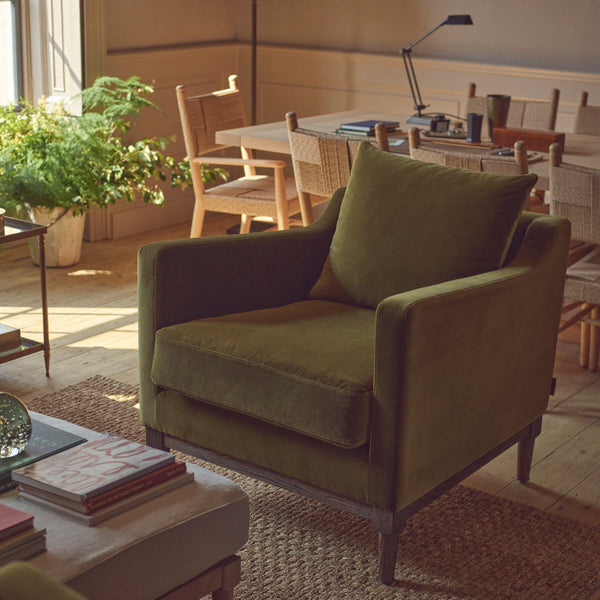 Neptune Furniture_Upholstery_Sofas default Renewed Eliza Armchair - Sig Lin Moss  - Natural Oak Legs