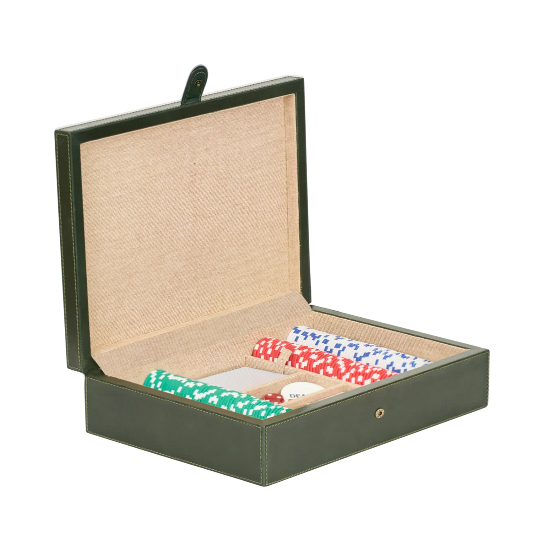 Neptune Leather Poker Set, Constable Green