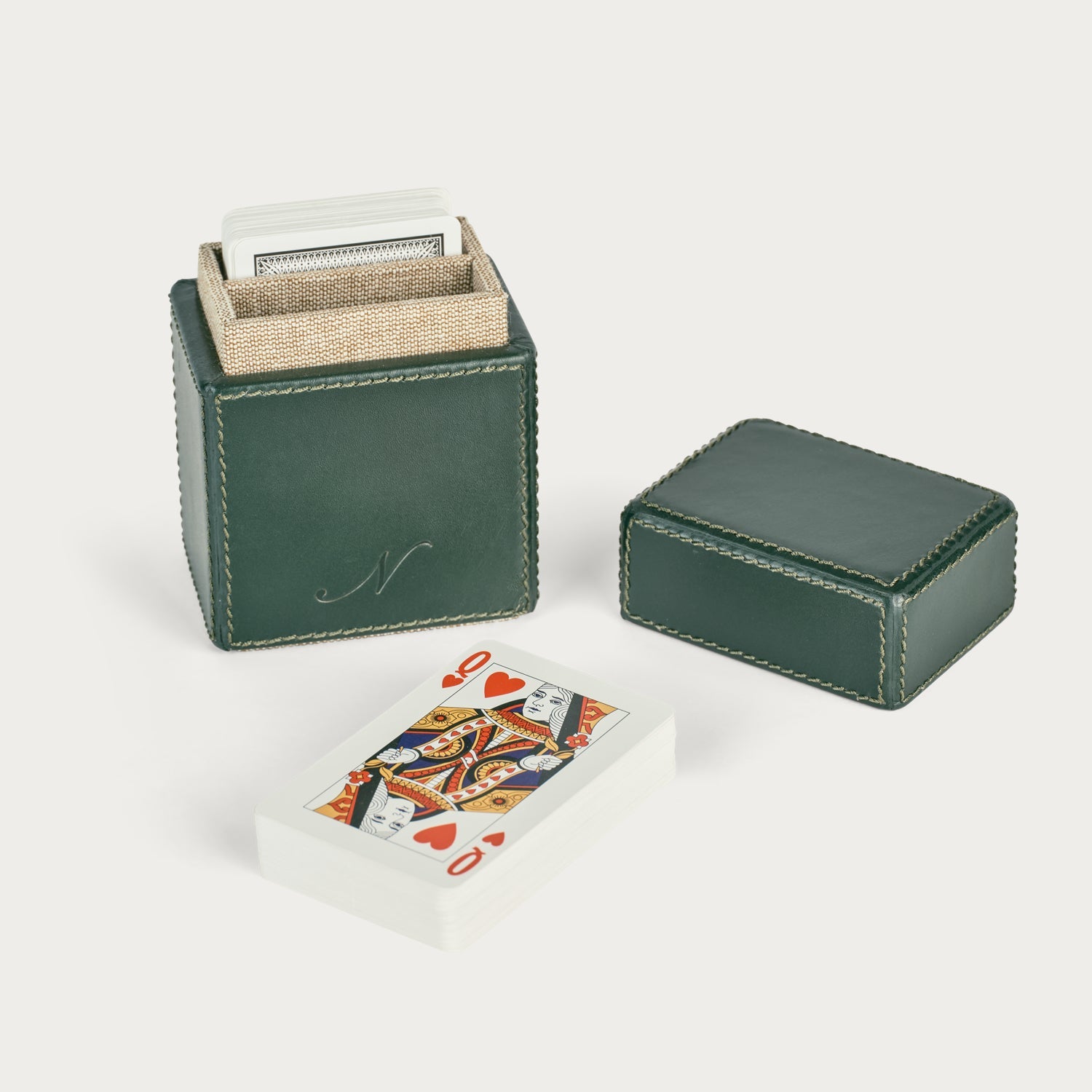 Neptune Accessories_Living accessories_Stationery & books default Neptune Leather Playing Cards Box, Constable Green