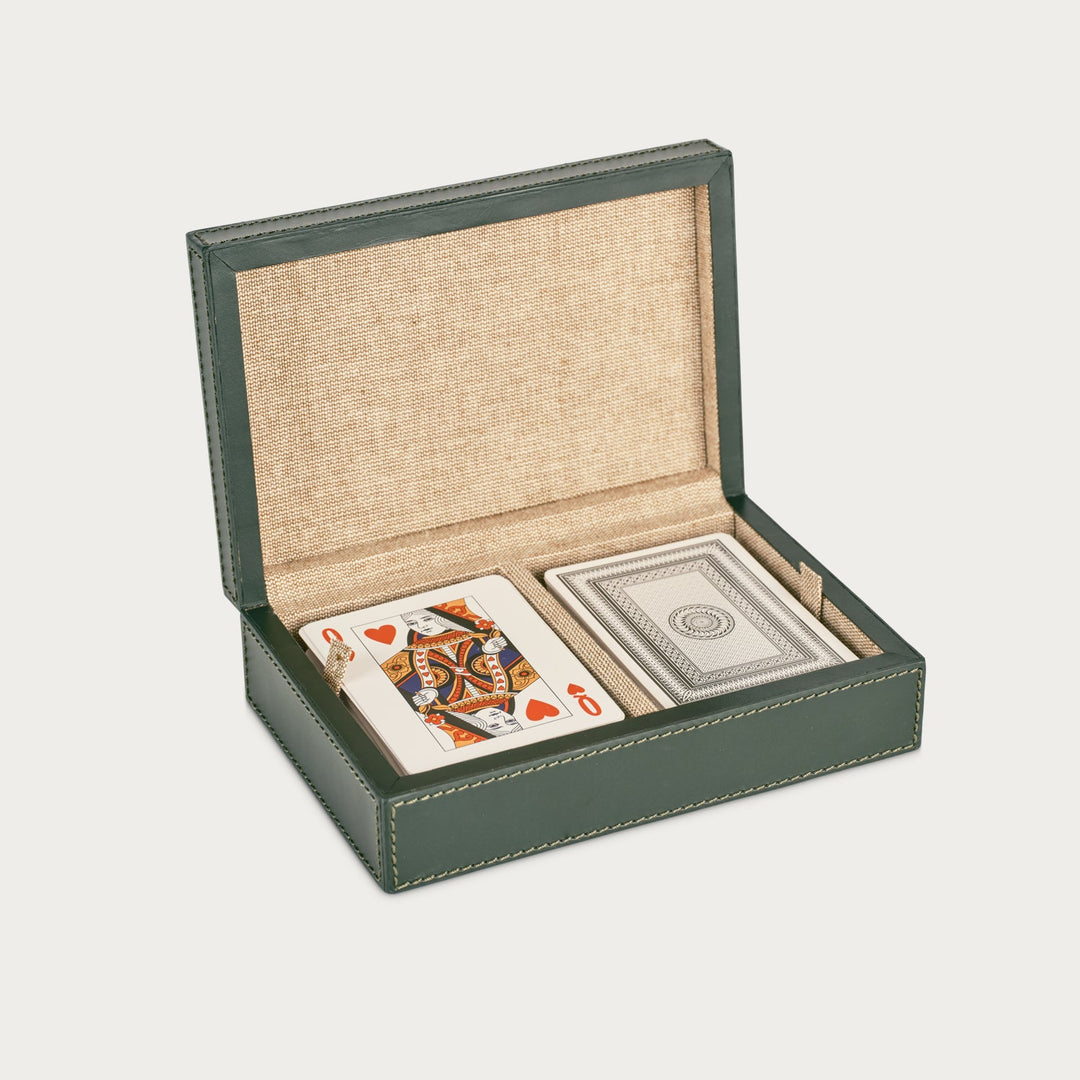 Neptune Leather Playing Cards Box, Constable Green