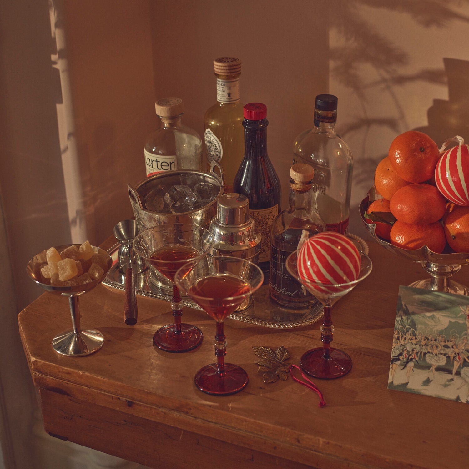 Neptune Seasonal_Christmas_Christmas tree decorations default Ridley Pinstripe Papier Mâché Bauble, Red