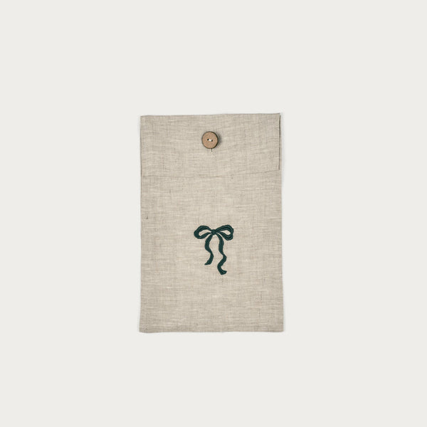 Yuletide Bow Embroidered Napkins, Green - Set of 4