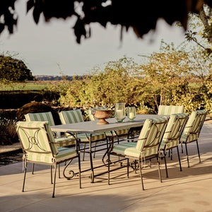 Neptune Garden Sets Cheltenham 8 Seater Rectangular Dining Set with Green Striped Carver Chairs