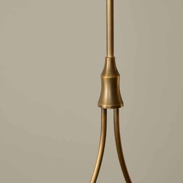 Brass fitting for Regency brass bar pendant ceiling light with two lights with linen lampshades