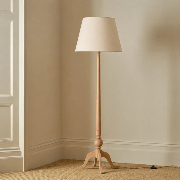 Thornbury Floor Lamp in natural oak with linen shade