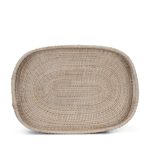 Tiverton rattan rectangular tray on white background