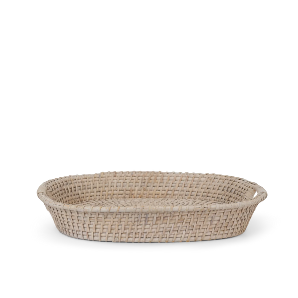 Tiverton rattan square tray on white background