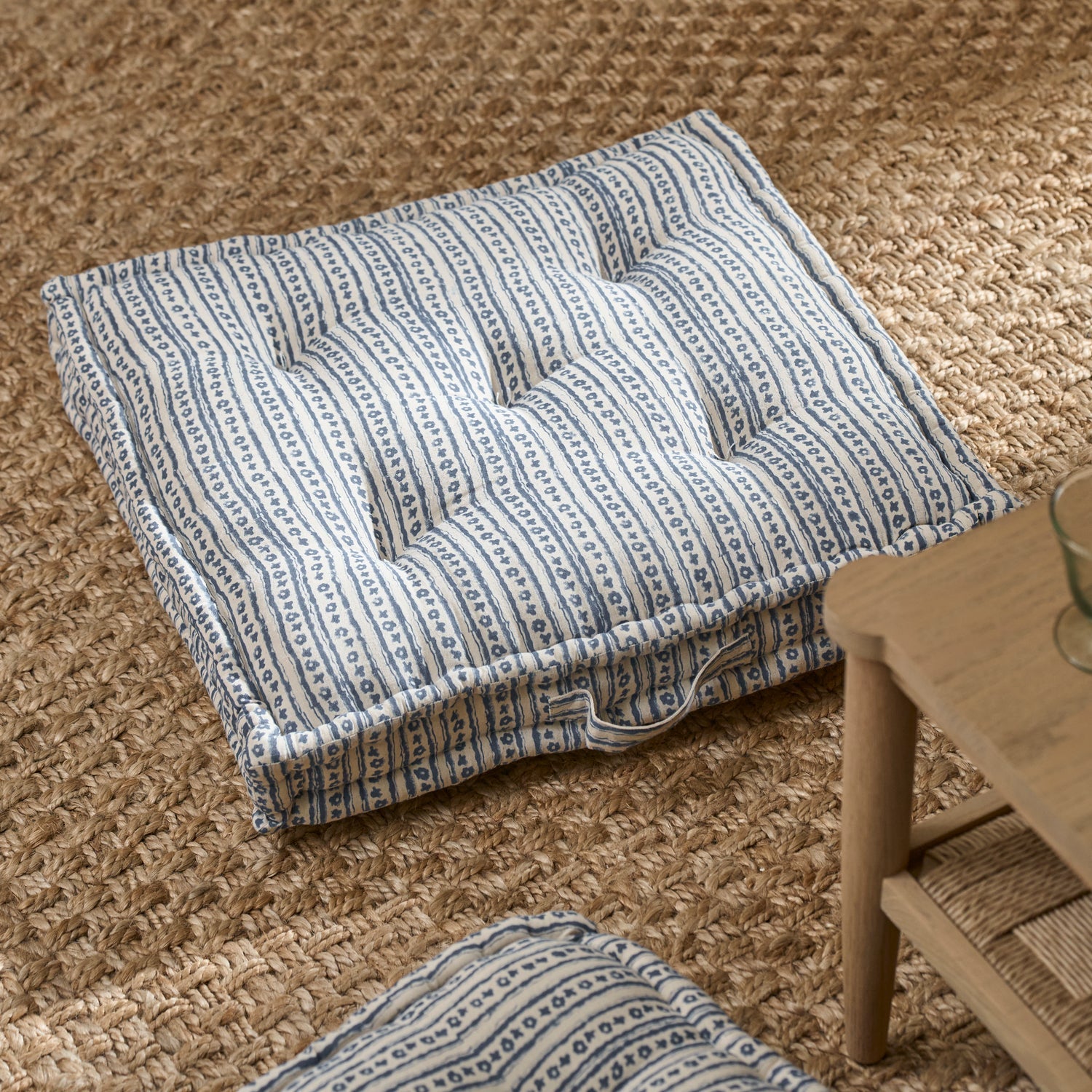 Neptune Cushions Florrie Woven Floor Cushion, Navy