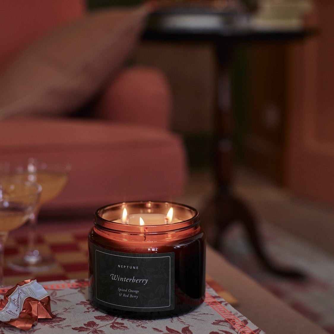 Neptune Seasonal_Christmas_Christmas fragrance default Winterberry 3 Wick Candle, Spiced Orange & Red Berry