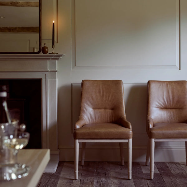 Ascot Dining Chair, Tan Leather