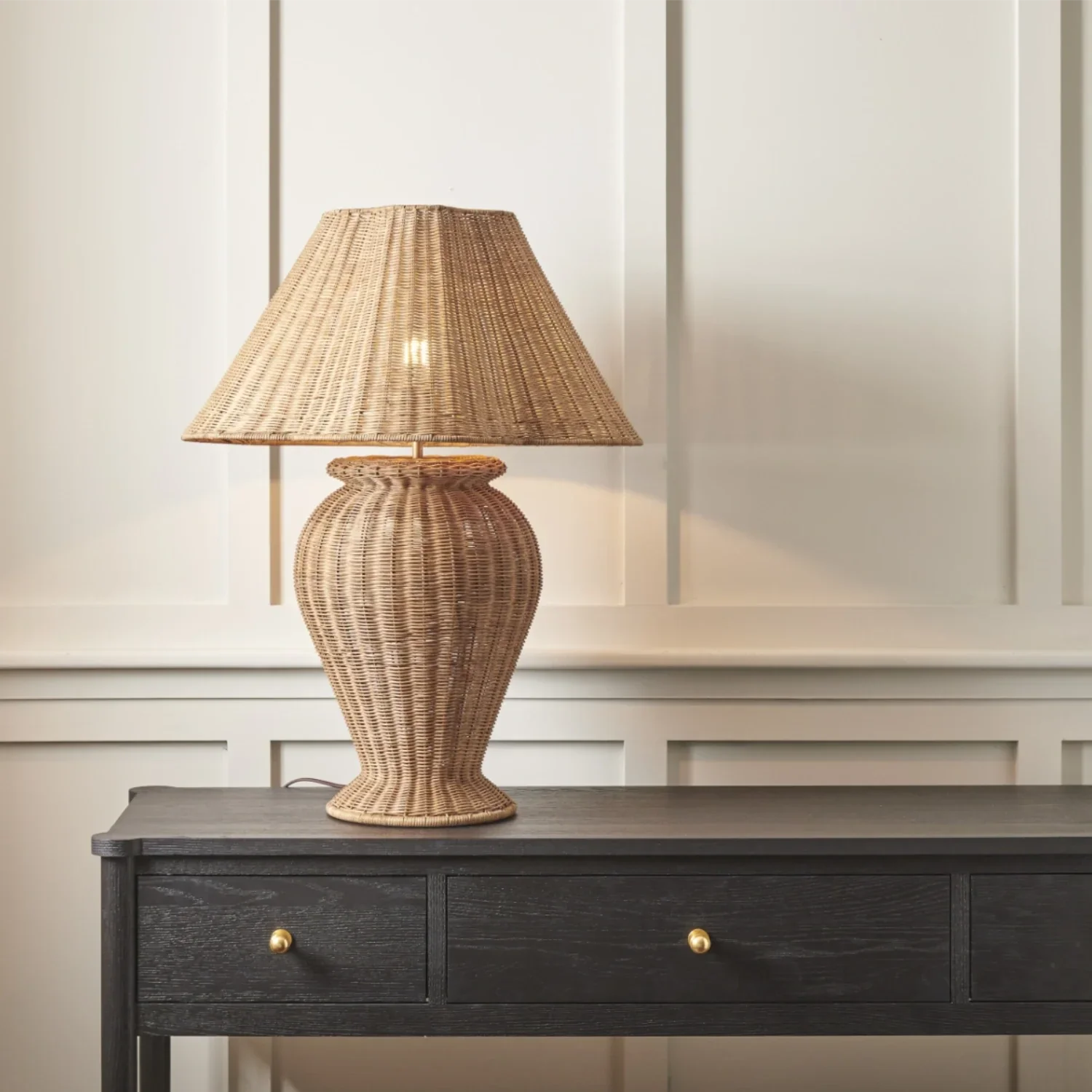 Neptune Accessories_Lighting_Table lamps Athena 22" Scalloped Rattan Athena Large Rattan Table Lamp