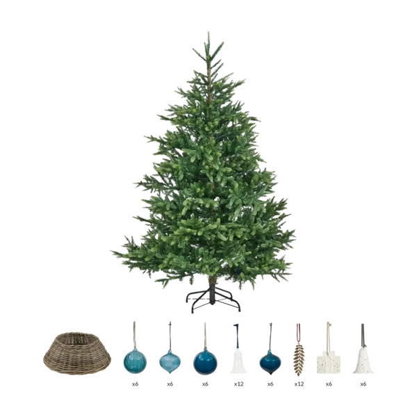 Blue Noel 7ft Pre-Lit Christmas Tree Set with Decorations
