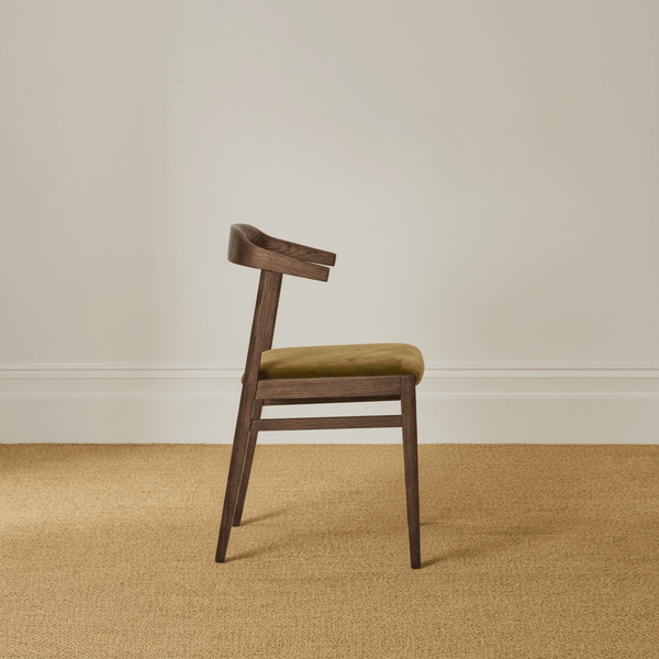 Neptune Furniture_Living & dining furniture_Dining & bar stools default Borough Darkened Oak Dining Chair, Cotton Velvet Olive