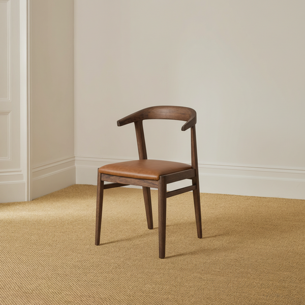 Neptune Furniture_Living & dining furniture_Dining & bar stools default Borough Darkened Oak Dining Chair, Tan Leather
