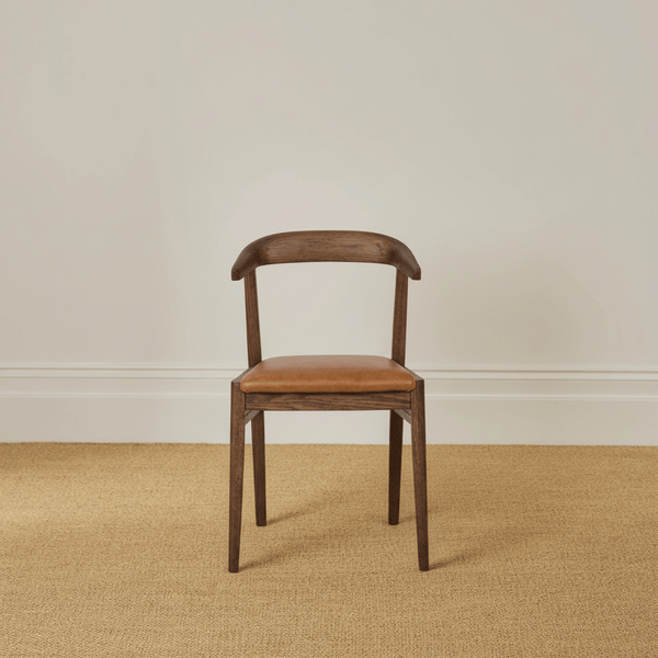 Neptune Furniture_Living & dining furniture_Dining & bar stools default Borough Darkened Oak Dining Chair, Tan Leather