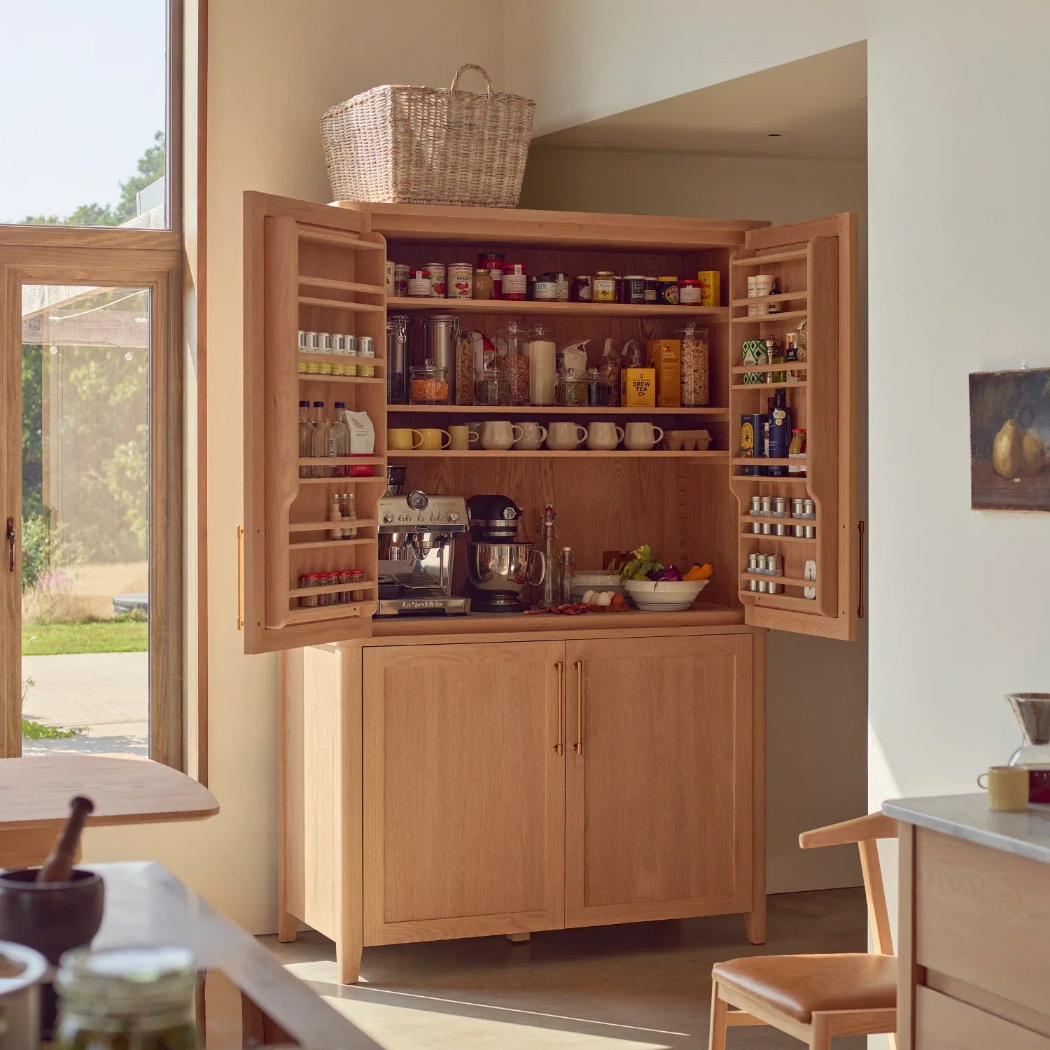 Neptune Kitchen_Kitchen furniture_Kitchen free standing default Borough Freestanding Oak Double Kitchen Larder with Marble insert
