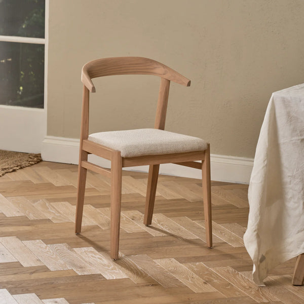 Borough Oak Dining Chair, Boucle Ecru