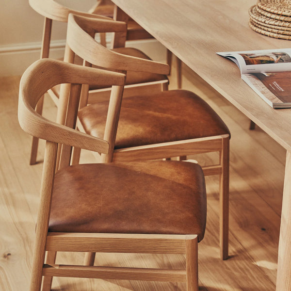 Neptune Furniture_Living & dining furniture_Dining & bar stools default Borough Oak Dining Chair, Tan Leather