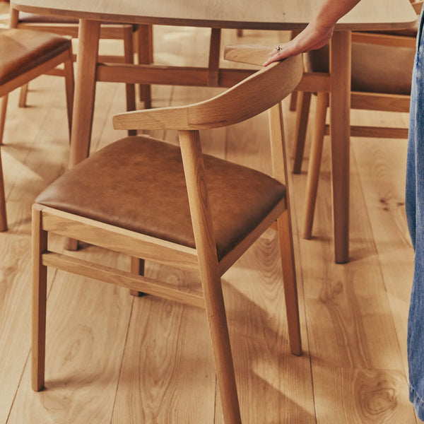 Neptune Furniture_Living & dining furniture_Dining & bar stools default Borough Oak Dining Chair, Tan Leather