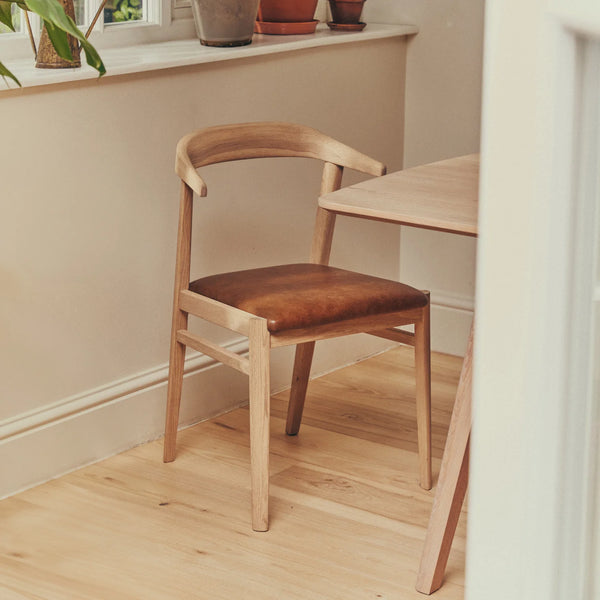 Neptune Furniture_Living & dining furniture_Dining & bar stools default Borough Oak Dining Chair, Tan Leather