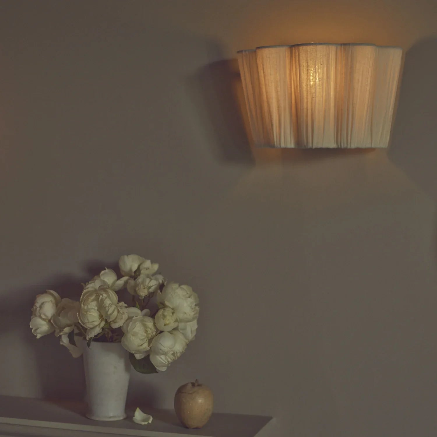 Neptune Accessories_Lighting_Wall lights default Cecile Gathered Linen Wall Uplighter