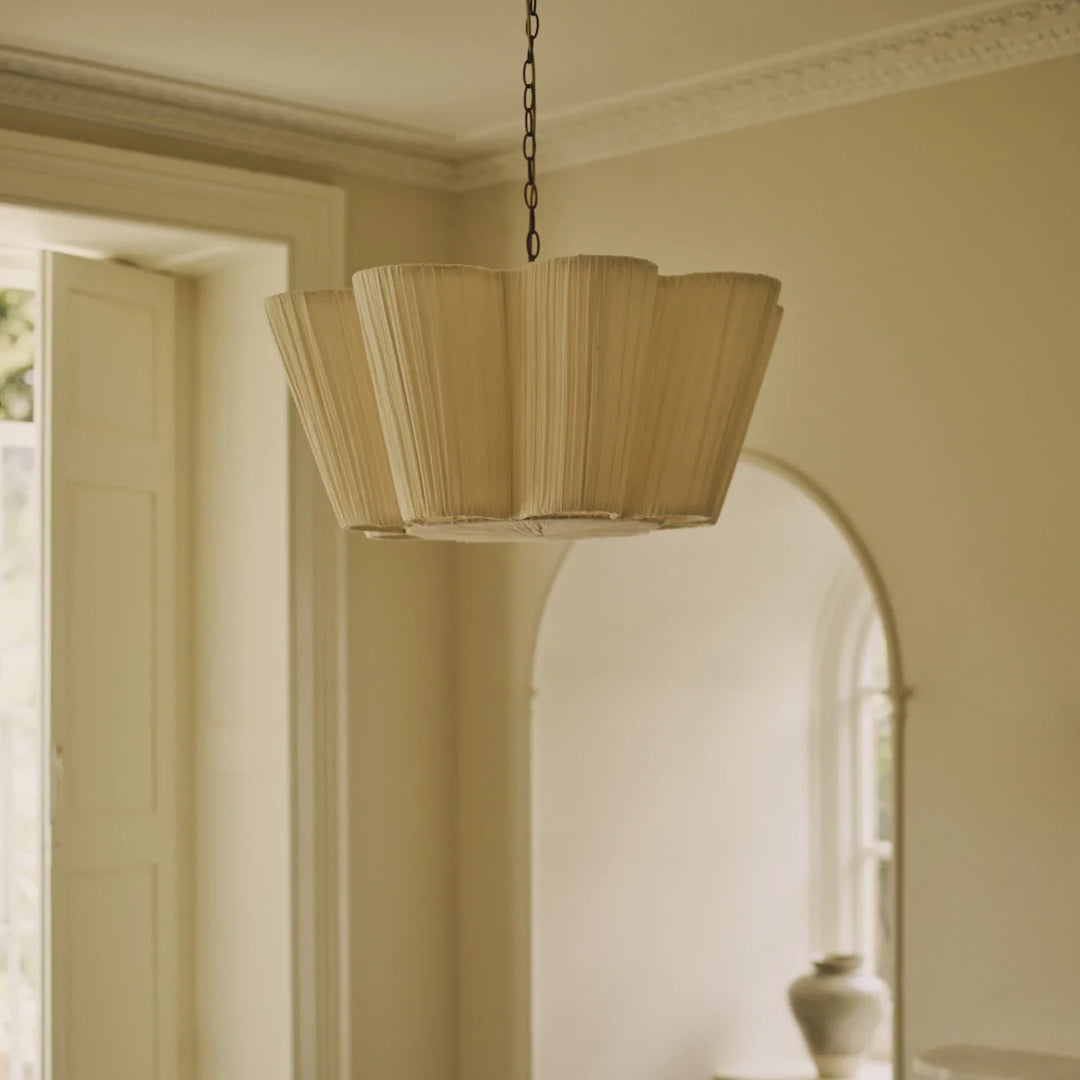 Cecile Large Gathered Linen Pendant Light β Neptune