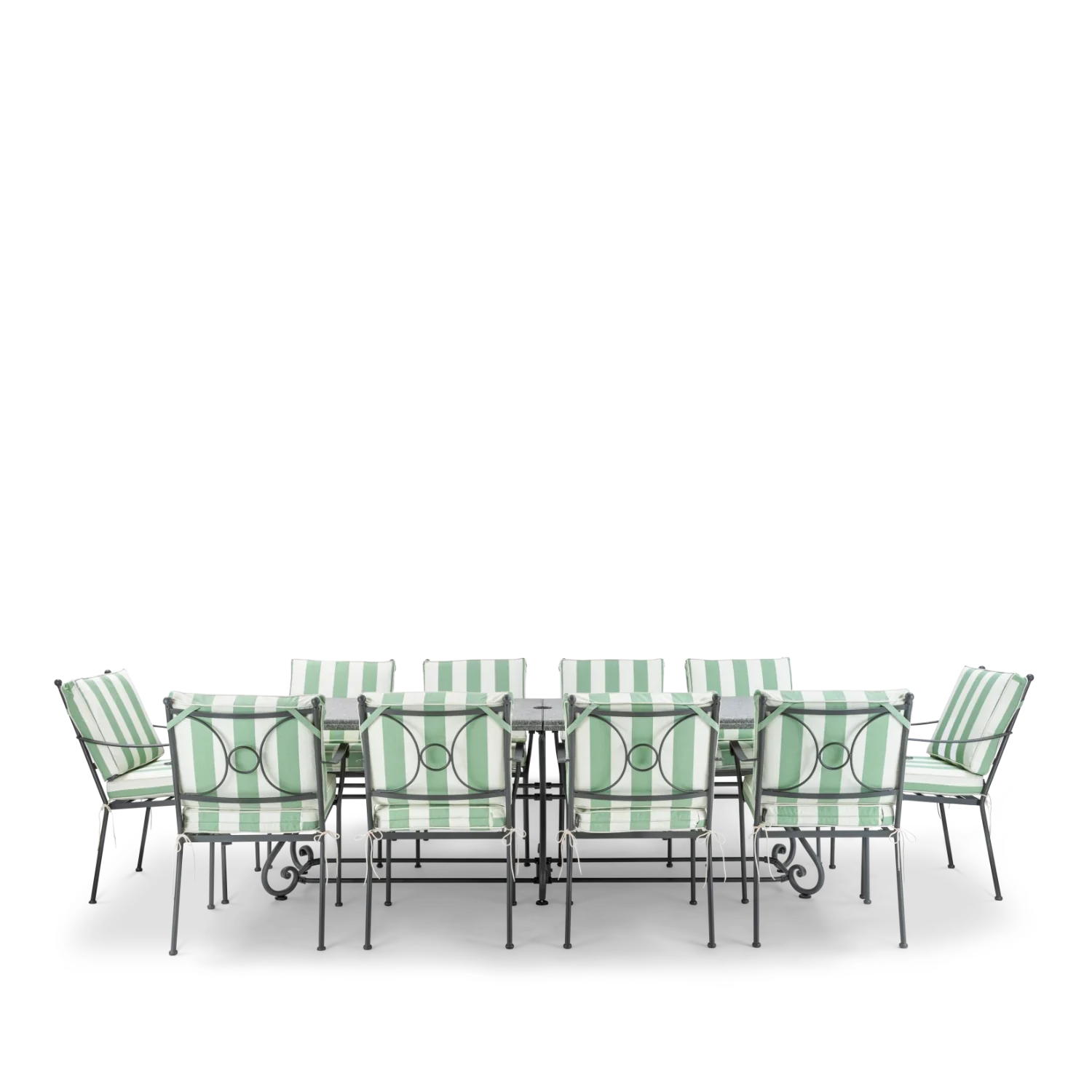 Neptune Seasonal_Garden_Outdoor sofas and relaxed chairs default Cheltenham 10 Seater Metal Garden Dining Set with Granite Top, Green Stripe