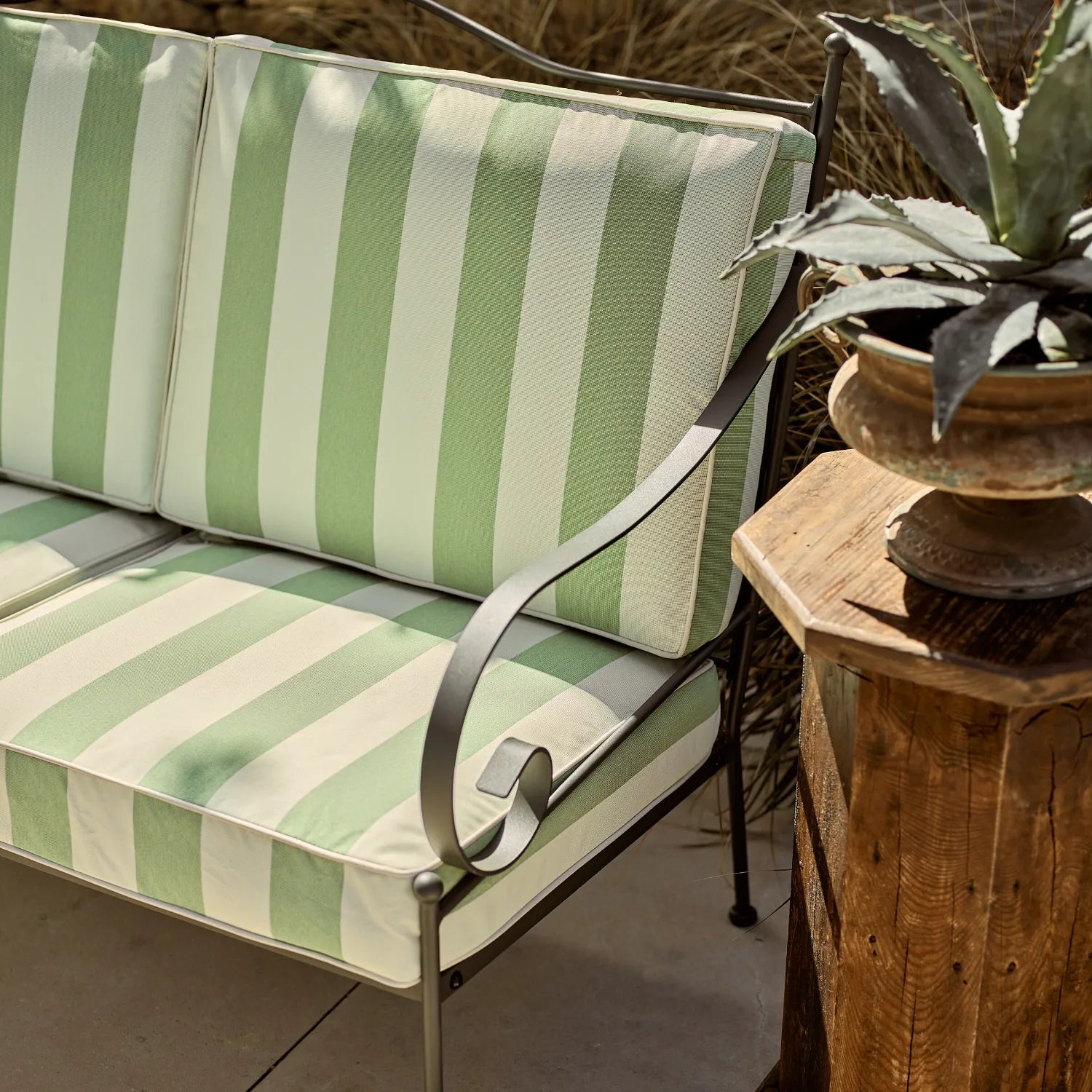 Neptune Seasonal_Garden_Outdoor sofas and relaxed chairs Cheltenham 2 Seater Metal Garden Sofa, Green Stripe