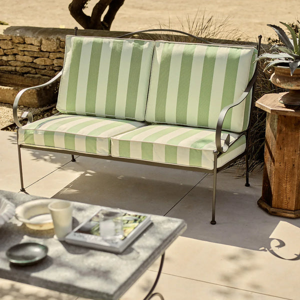Neptune Seasonal_Garden_Outdoor sofas and relaxed chairs Green Stripe Cheltenham 2 Seater Metal Garden Sofa