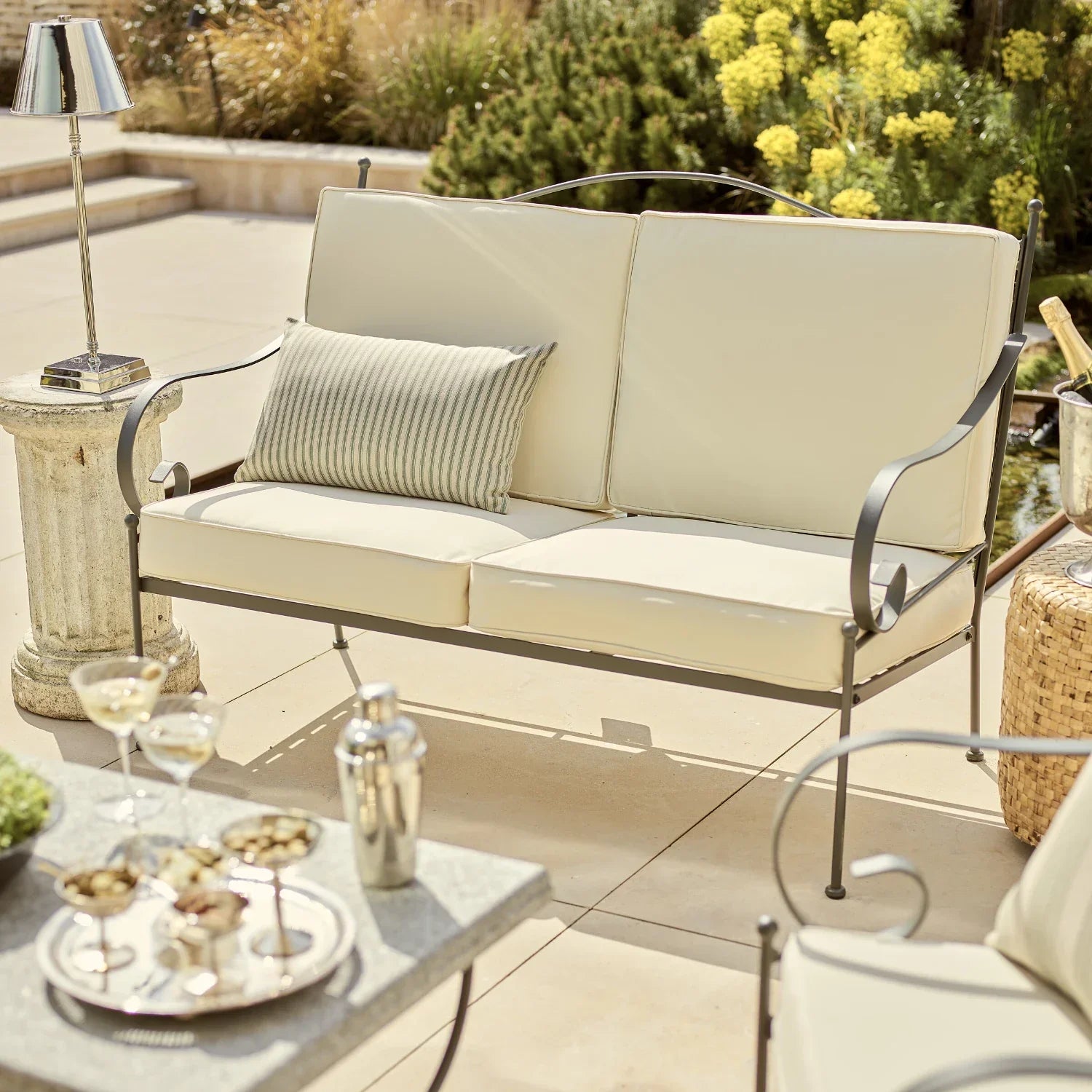 Neptune Seasonal_Garden_Outdoor sofas and relaxed chairs default Cheltenham 2 Seater Metal Garden Sofa, Natural