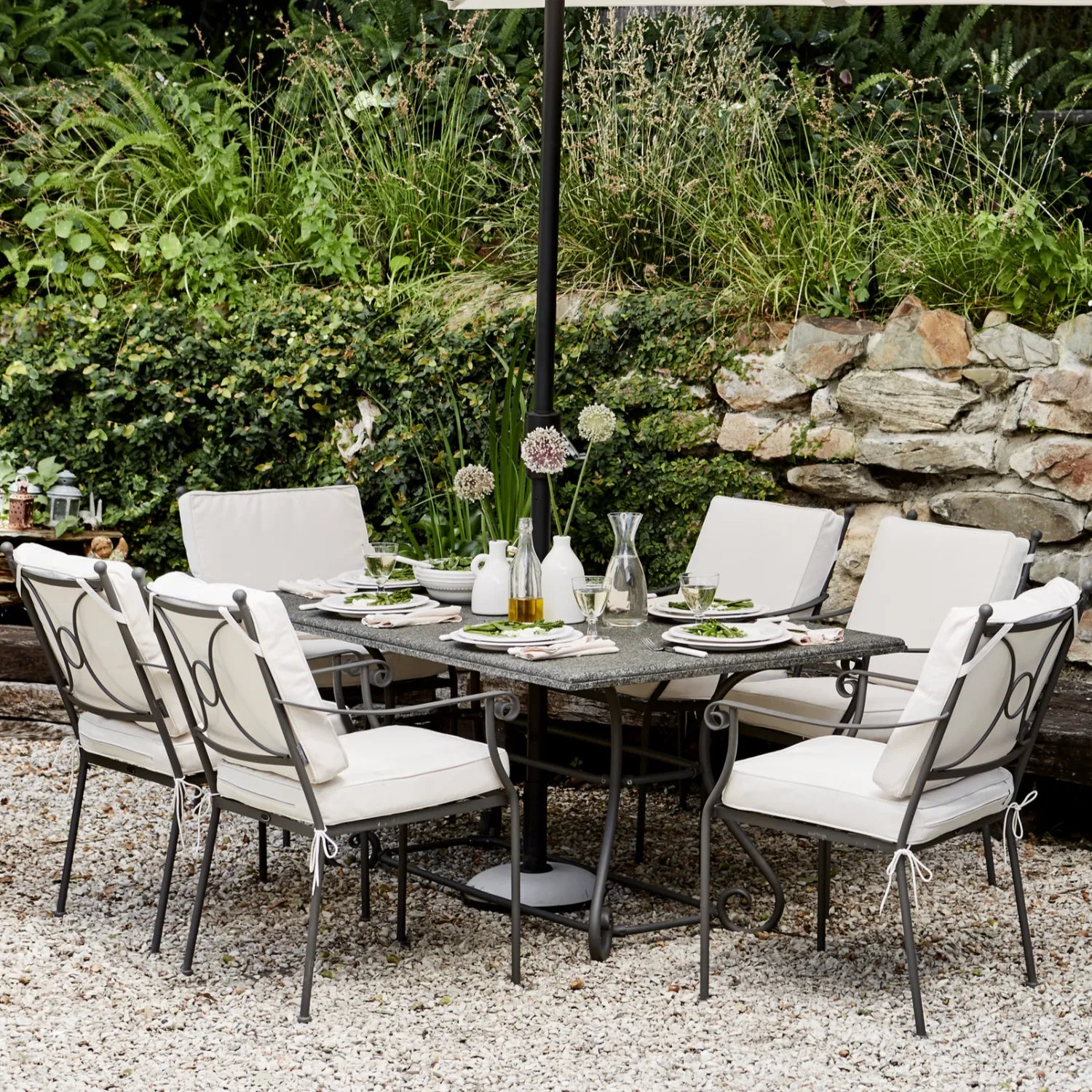 Neptune Seasonal_Garden_Outdoor sofas and relaxed chairs default Cheltenham 6 Seater Metal Garden Dining Set with Granite Top, Natural