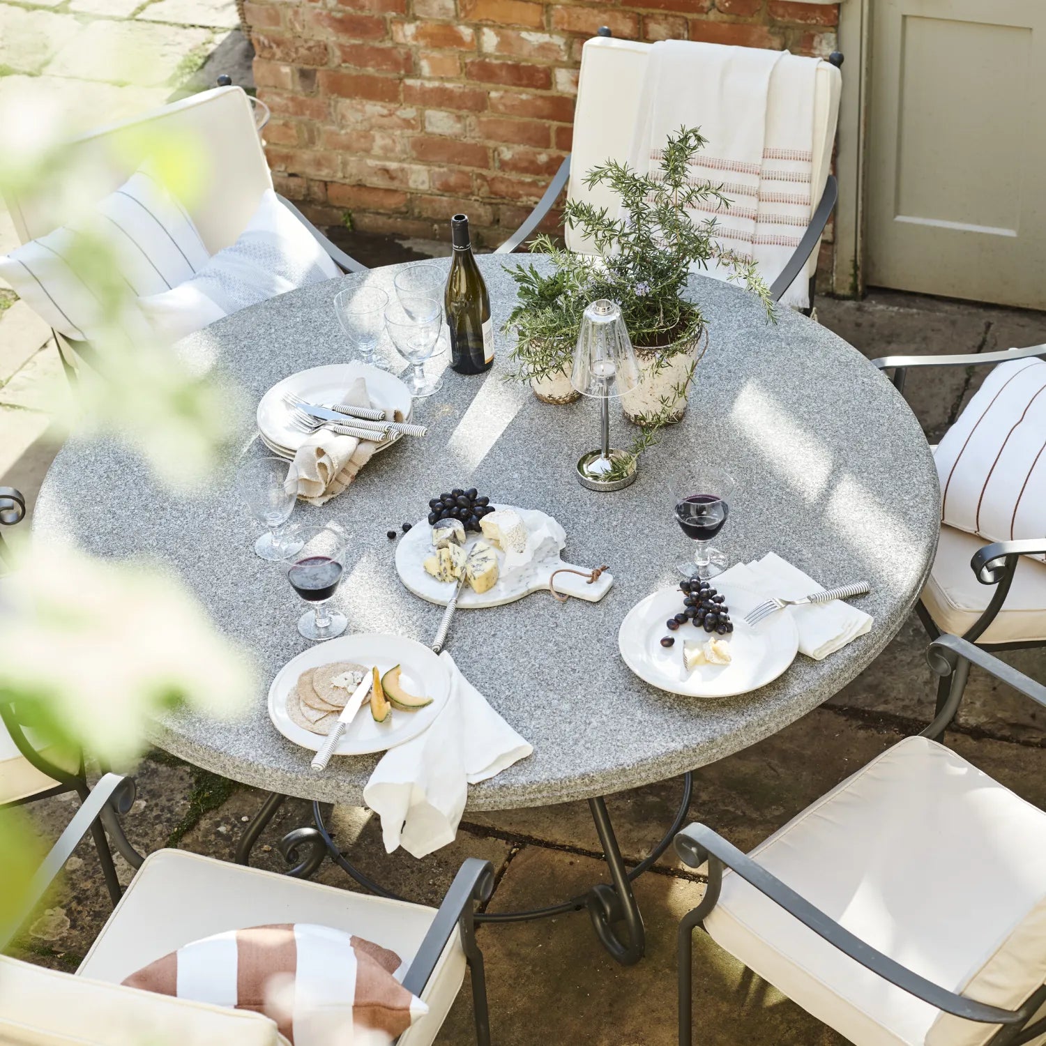 Neptune Seasonal_Garden_Outdoor dining tables default Cheltenham 6 Seater Round Metal Garden Carver Dining Set with Granite Top