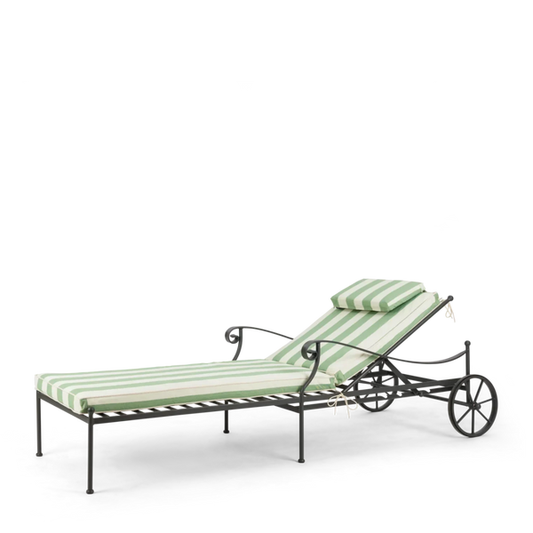 Neptune Seasonal_Garden_Outdoor loungers default Renewed Cheltenham Metal Sun Lounger, Green Stripe