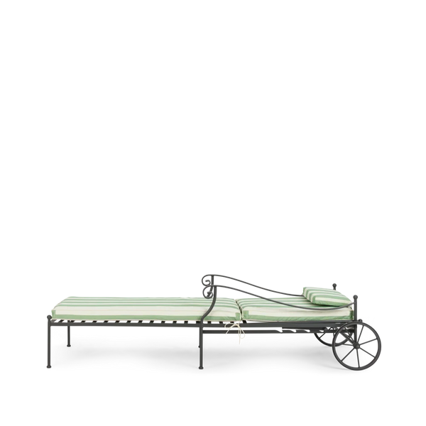 Neptune Seasonal_Garden_Outdoor loungers default Renewed Cheltenham Metal Sun Lounger, Green Stripe