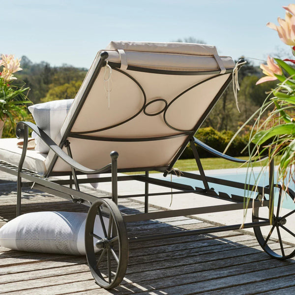 Neptune Seasonal_Garden_Outdoor loungers default Renewed Cheltenham Metal Sun Lounger, Green Stripe