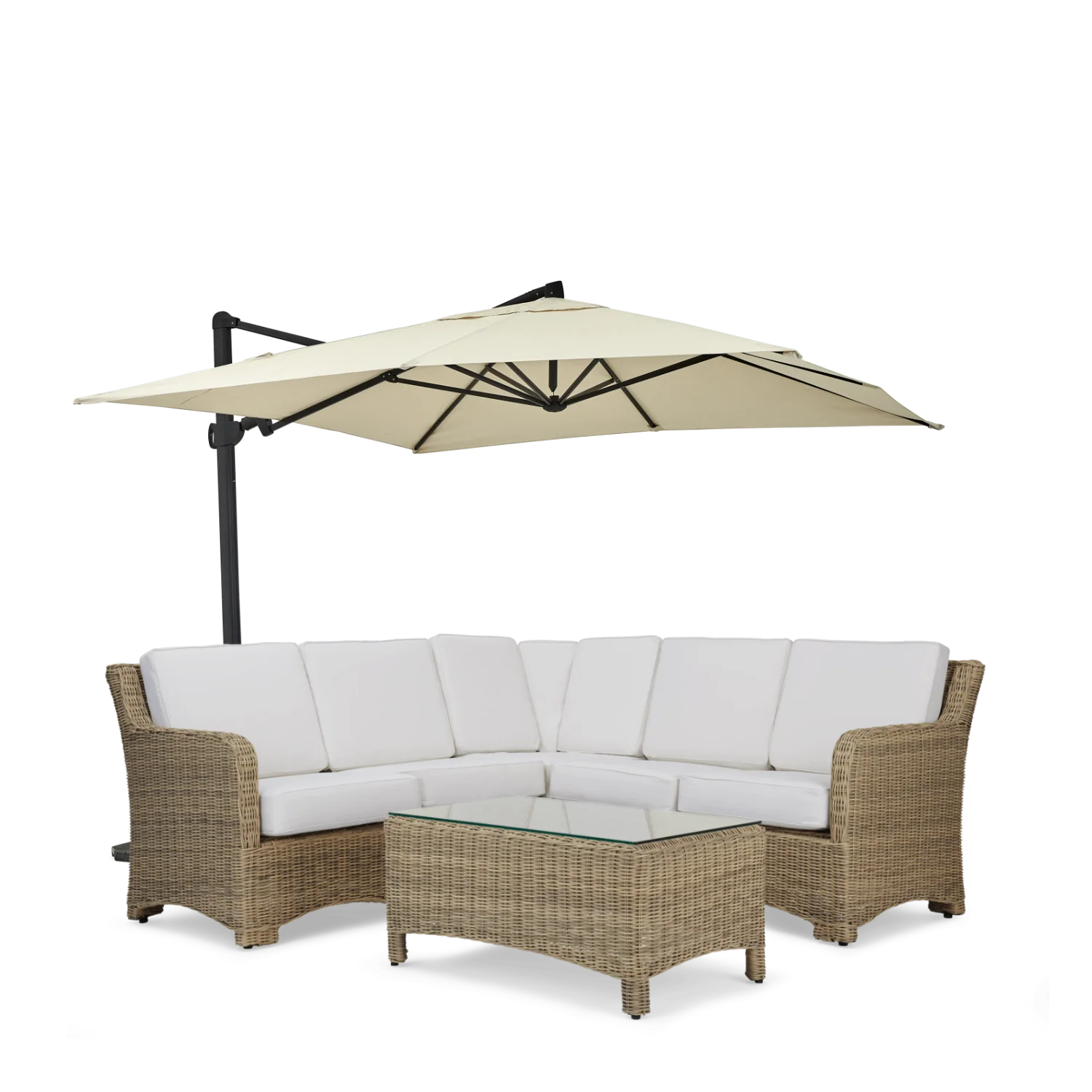 Neptune Seasonal_Garden_Outdoor coffee and side table default Compton 5 Seater Wicker Modular Garden Corner Sofa Set with Coffee Table & Parasol