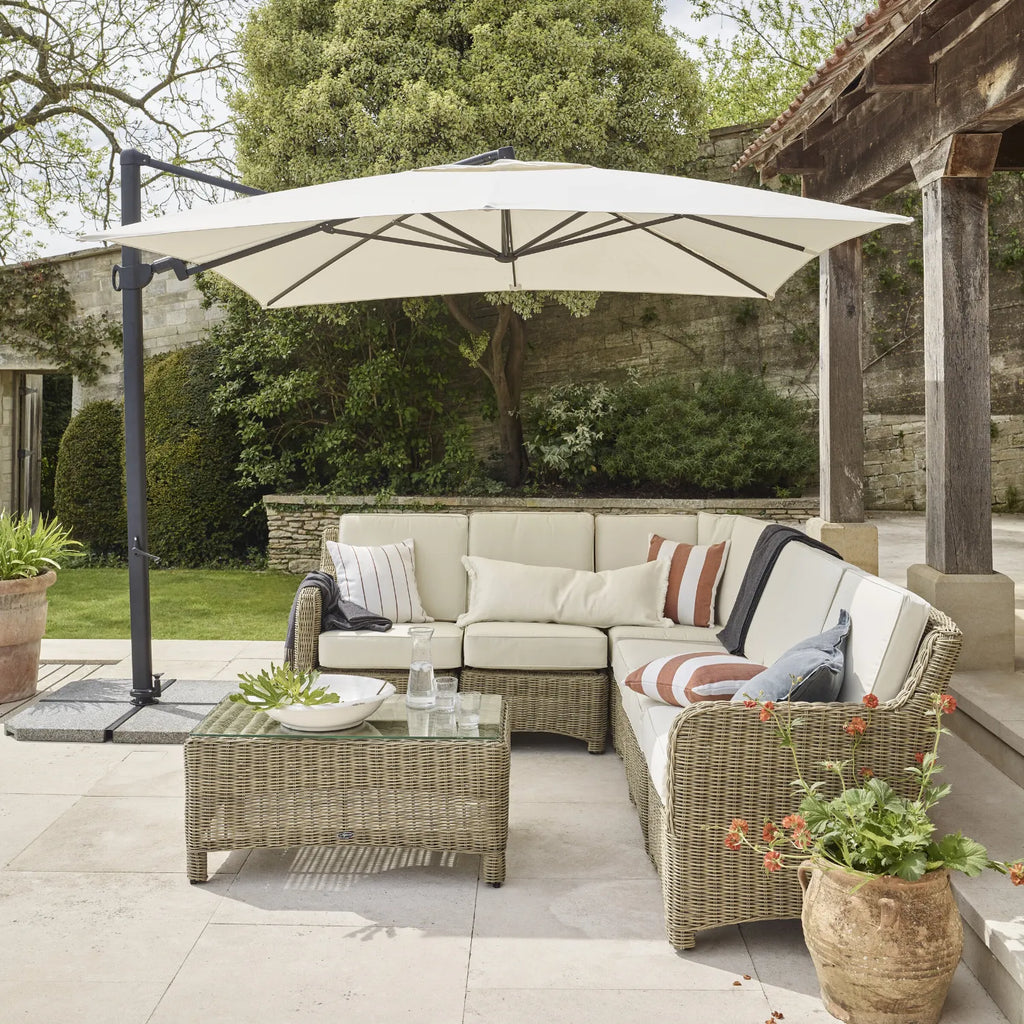 Compton 6 Seater Modular Wicker Garden Corner Sofa Set with Coffee Tab ...