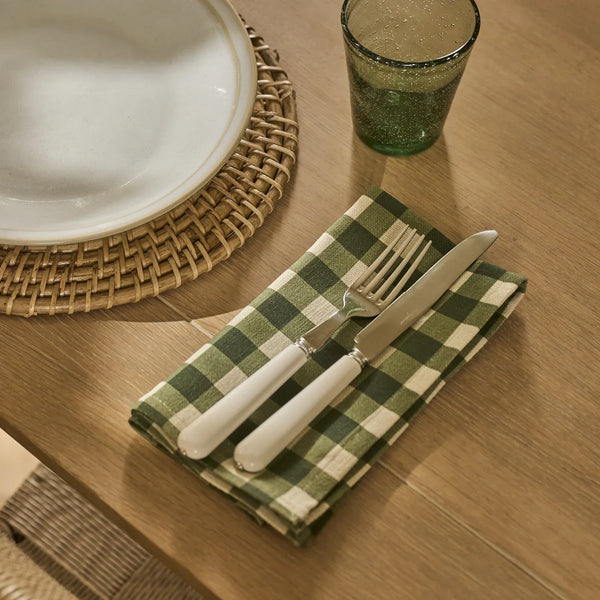 Neptune Accessories_Tabletop_Table linens default Cora Check Cotton Linen Napkins, Set of 4