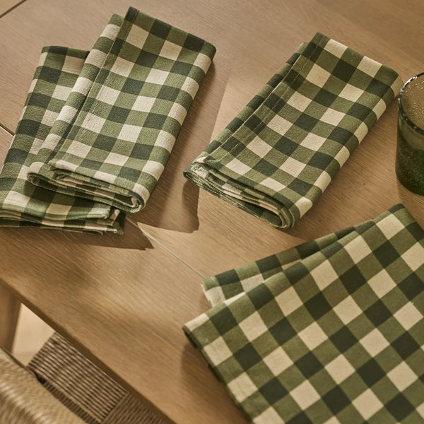 Neptune Accessories_Tabletop_Table linens default Cora Check Cotton Linen Napkins, Set of 4