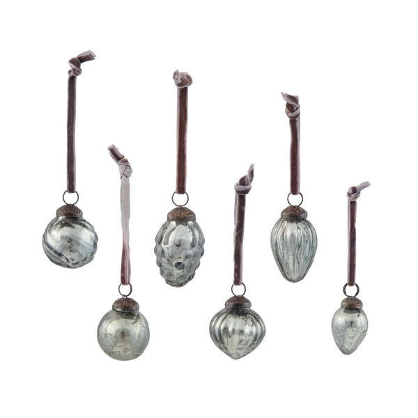 Neptune Seasonal_Christmas_Christmas tree decorations default Elderfield Assorted Baubles, Slate - Set of 6