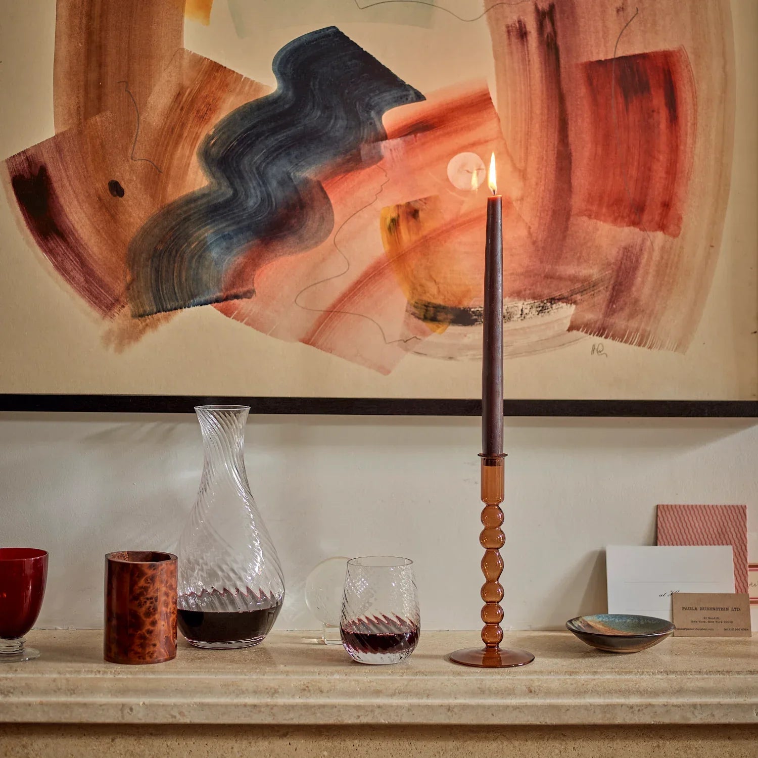 Neptune Accessories_Living accessories_Decorative accessories default Floella Slim Candle Holder, Amber