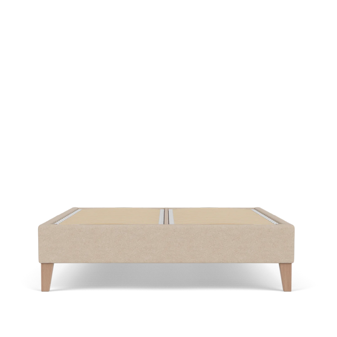 Francis Double Bed Base, Signature Linen Calico - Natural Oak Legs ...