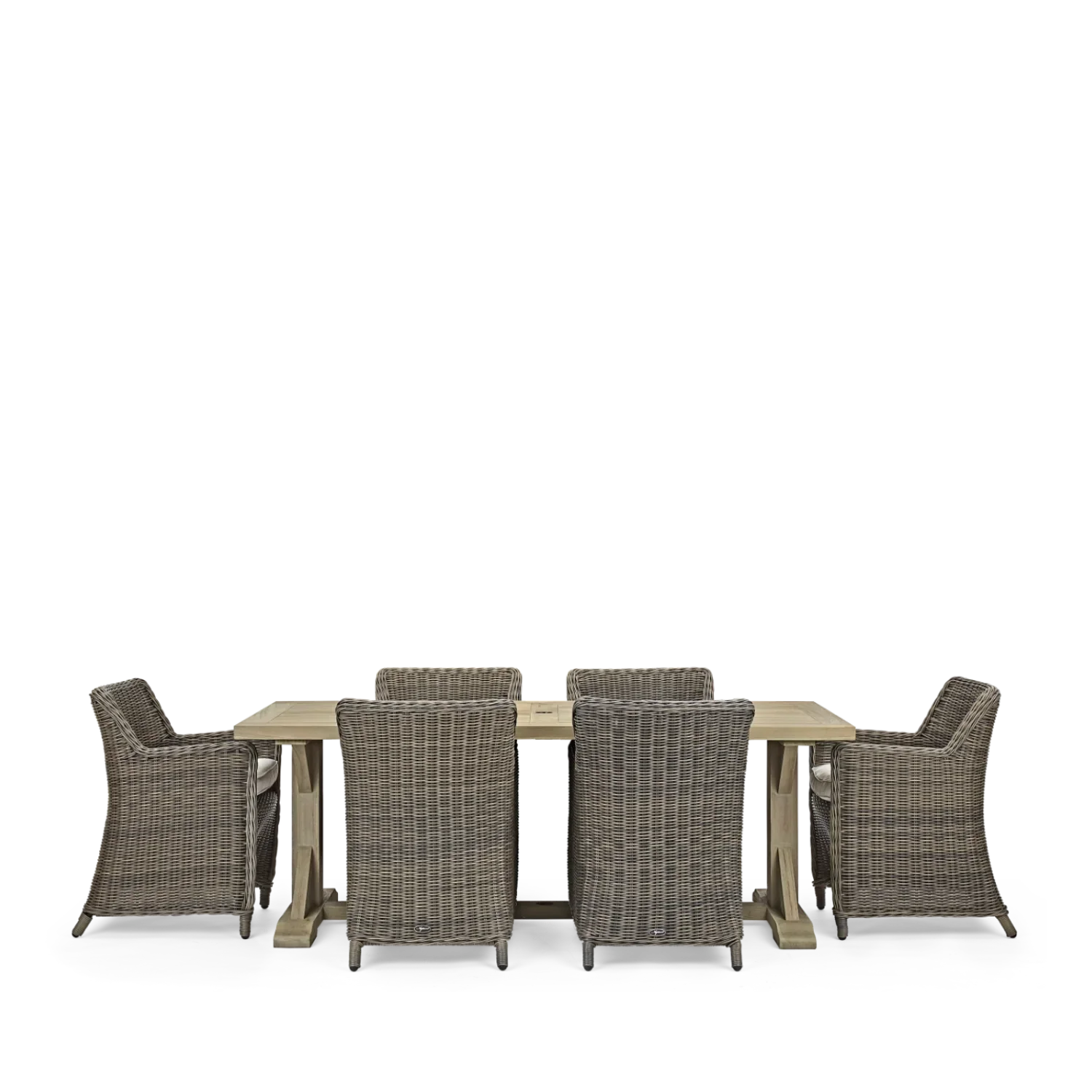 Neptune Seasonal_Garden_Outdoor dining and carver chairs default Harmondsworth 6 Seater Teak Garden Dining Table Set with Stanway Carver Chairs