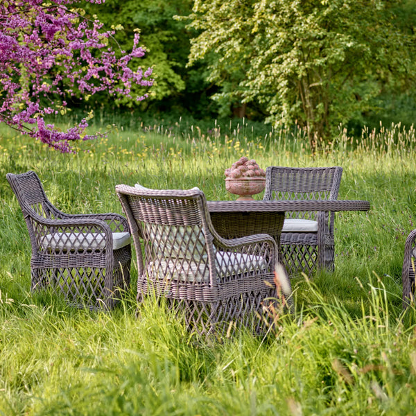 Neptune Seasonal_Garden_Outdoor dining and carver chairs default Harrington Wicker Carver Garden Dining Chair
