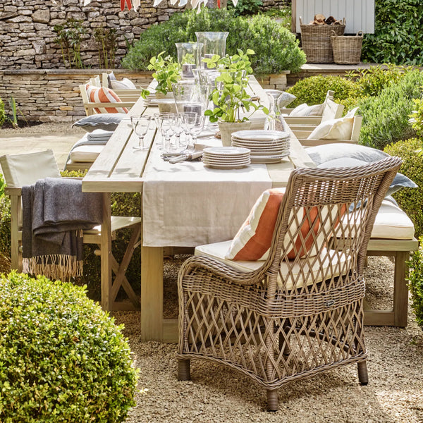 Neptune Seasonal_Garden_Outdoor dining and carver chairs default Harrington Wicker Garden Dining Chair